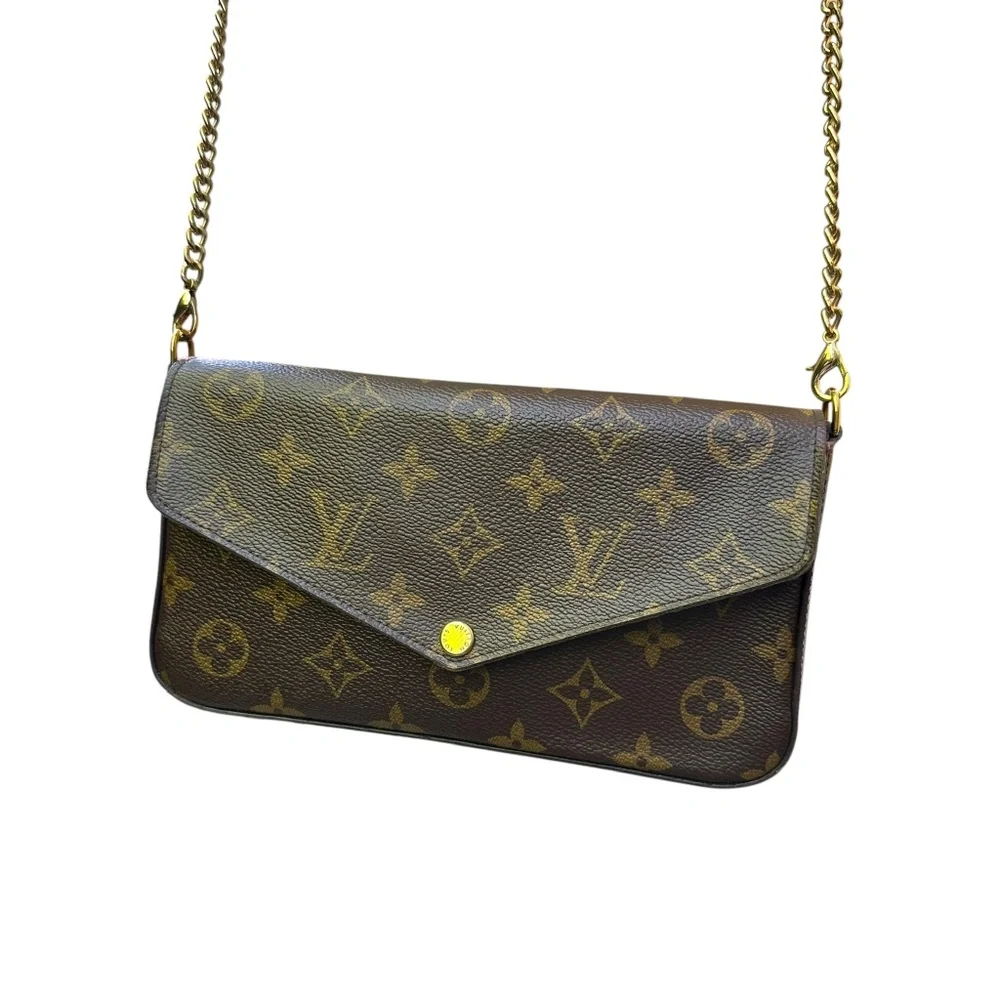 Genuine LOUIS VUITTON Pochette Felicie Monogram Canvas Clutch Bag Authenticated - Picture 3 of 16
